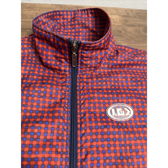 Louis Garneau Womens M Cycling Jacket Red/Blue Check Windbreaker Medium Full Zip - Picture 6 of 13
